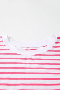 Trendy Color Block Striped Batwing Sleeve T-Shirt in Soft Cotton Blend - Slightly Stretchy Fit - Store 42