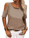 Full Size Crisscross Cold Shoulder Casual T-Shirt Plus Size - Store 42