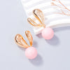 Alloy Drip Oil Bunny Earrings Pink One Size