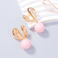 Alloy Drip Oil Bunny Earrings Pink One Size