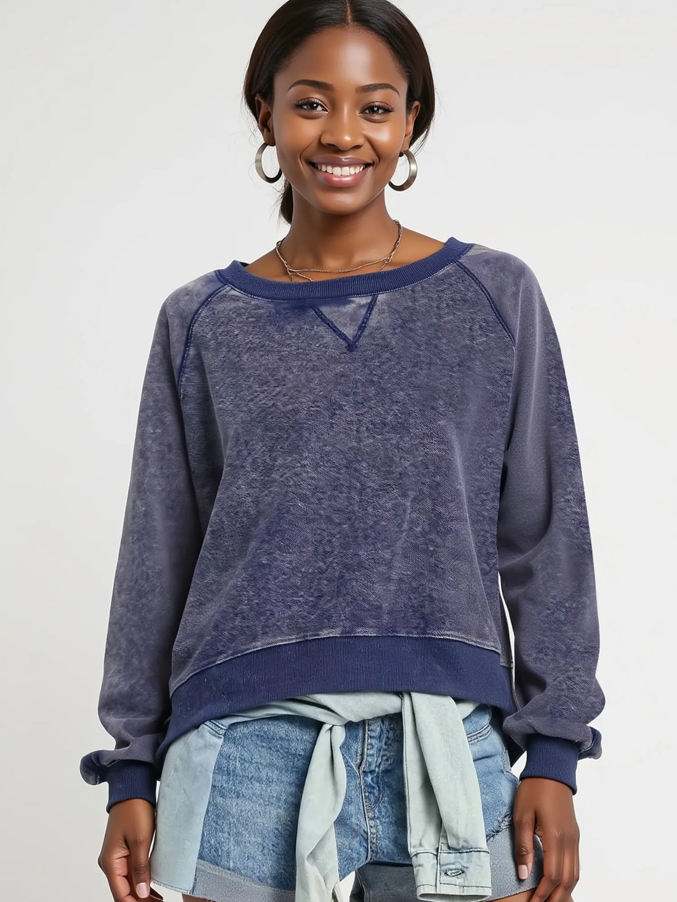 Trendy Umgee Mineral Wash French Terry Sweatshirt - Cozy Oversized Style for Everyday Wear