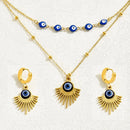 Stainless Steel Resin Necklace and Earrings Jewelry Set