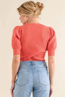 And The Why Puffed Half Sleeve Rib Basic Bodysuit - Store 42