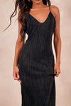 Backless Printed Maxi Cami Dress Black