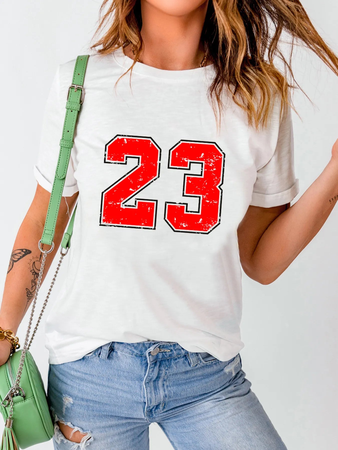 Stylish Number 23 Round Neck Casual T-Shirt for Everyday Wear – Slightly Stretchy Comfort