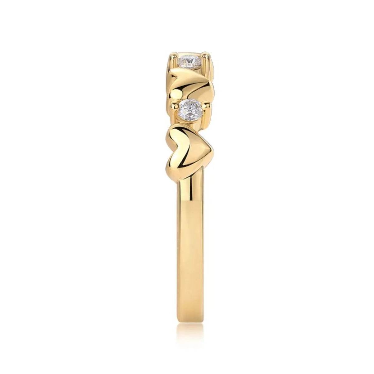 Elegant 925 Sterling Silver Moissanite Heart Ring - 0.12ct with 18K Gold-Plated Finish - Store 42