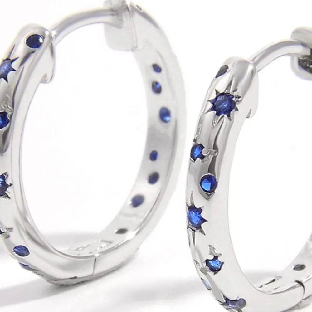 925 Sterling Silver Huggie Earrings with Inlaid Zircon, Platinum-Plated, Stylish & Durable - Store 42