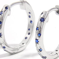 925 Sterling Silver Huggie Earrings with Inlaid Zircon, Platinum-Plated, Stylish & Durable - Store 42