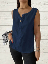 Full Size Casual Linen Sleeveless Blouse Plus Size - Store 42