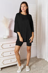 Basic Bae Bamboo Full Size Round Neck Drop Shoulder T-Shirt and Shorts Set Black