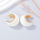 Alloy Drip Oil C-Hoop Earrings White One Size