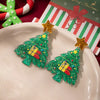Acrylic Christmas Tree Earrings Dark Green One Size