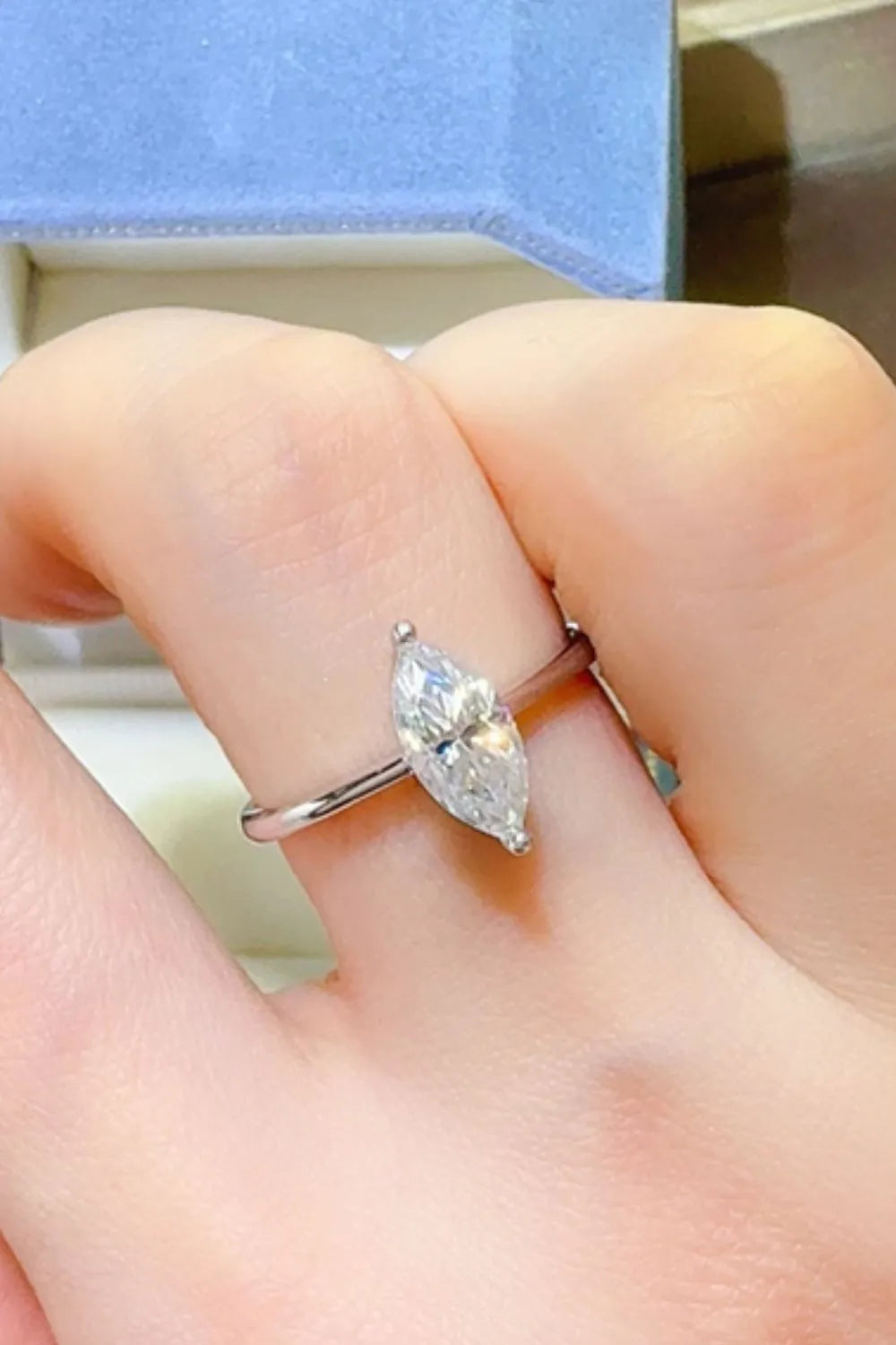 2 Carat Moissanite Ring in 925 Sterling Silver with Platinum-Plated Finish - Elegant Jewelry Piece