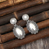 Alloy Flower Dangle Earrings Silver One Size