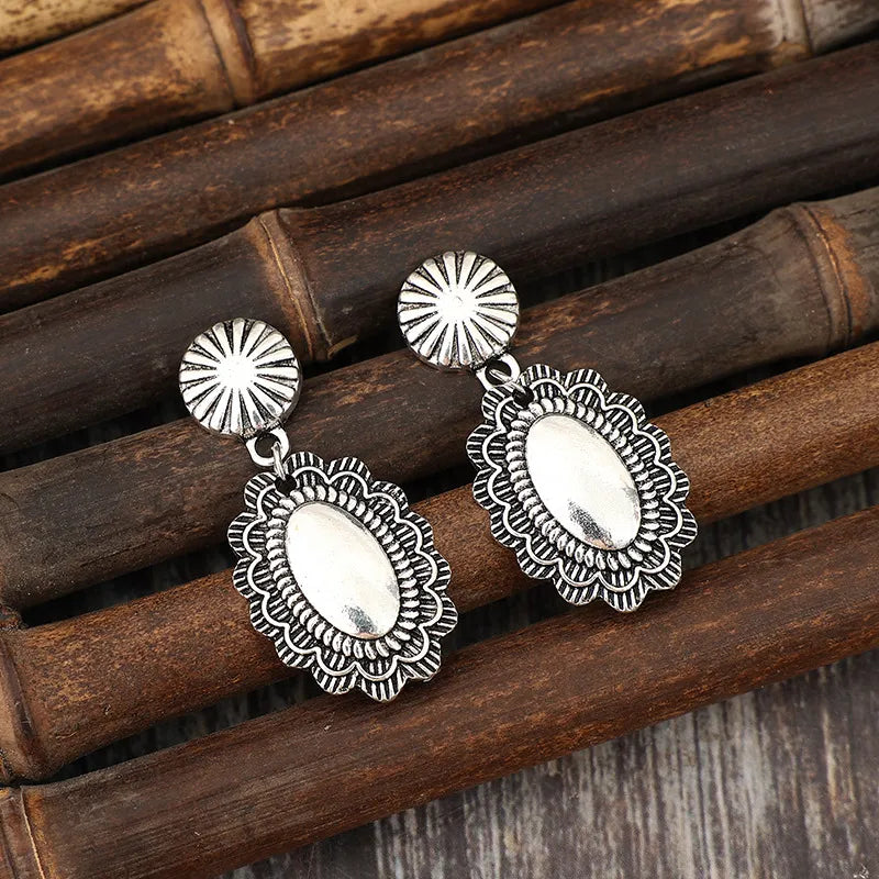 Trendy Alloy Flower Dangle Earrings – Stylish 1.7" Length, Lightweight & Imported Design