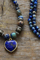 Elegant Imperial Stone Heart Three-Layered Bracelet with Lapis Lazuli - Unique Boho Style - Store 42