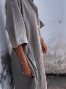Full Size Casual Linen Button-Down Shirt Dress Plus Size - Store 42