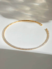 Elegant 18K Gold-Plated Stainless Steel Necklace with Zircon Inlay - Timeless Jewelry Piece - Store 42
