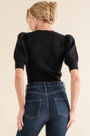 And The Why Puffed Half Sleeve Rib Basic Bodysuit - Store 42