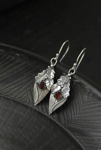 Alloy Rhinestone Leaf Shape Earrings Brown One Size