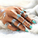 10-Piece Artificial Turquoise Alloy Ring Set - Trendy Costume Jewelry for Women - Store 42