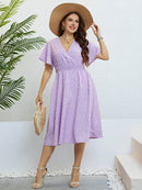Honey Plus Size Printed Smocked Waist Surplice Dress - Store 42