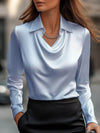 Full Size Collared Neck Long Sleeve Blouse Plus Size - Store 42