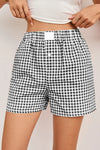 Plaid High Waist Shorts Black