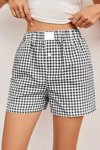 Plaid High Waist Shorts Black