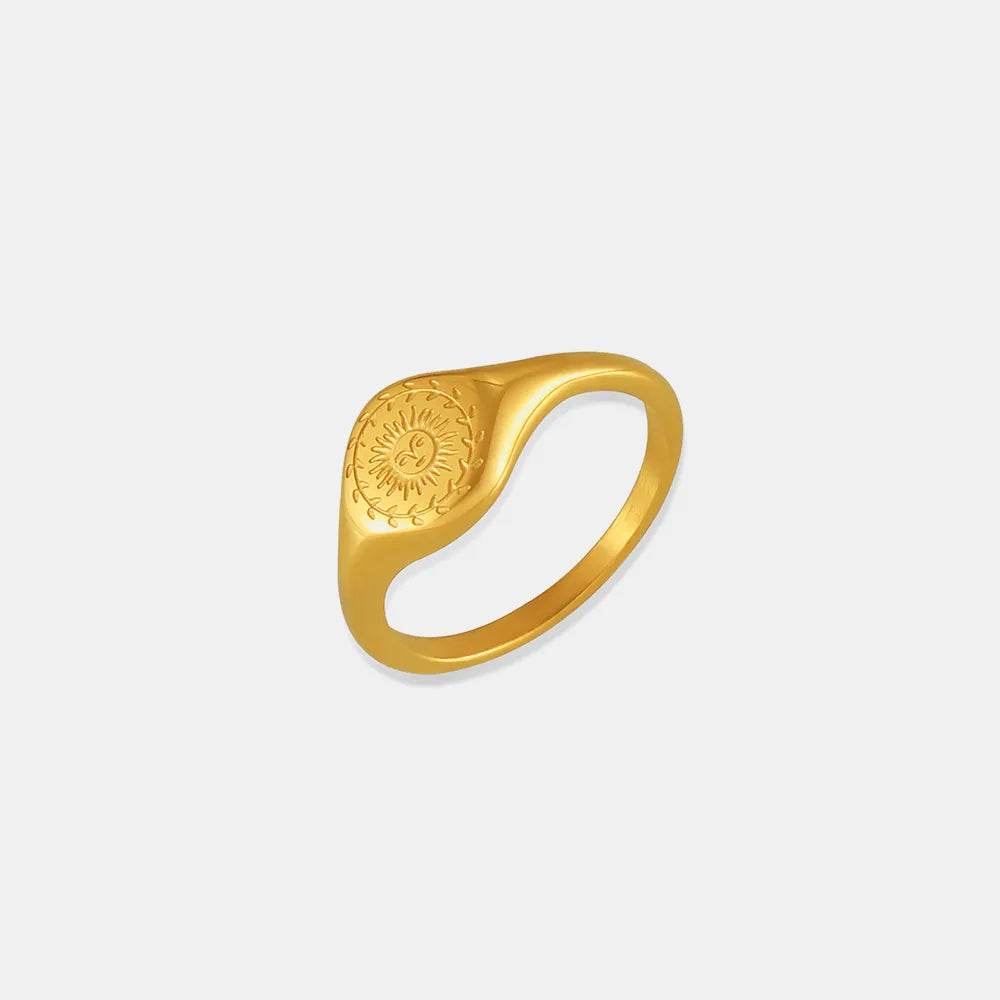 Elegantly Crafted 18K Gold-Plated Sun Ring in Durable Titanium Steel - Stylish Jewelry Piece - Store 42