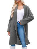 Open Front Longline Coat Dark Gray