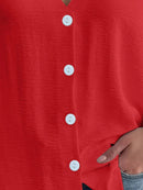 Full Size Casual V-Neck Button Down Relaxed Fit Blouse Plus Size - Store 42