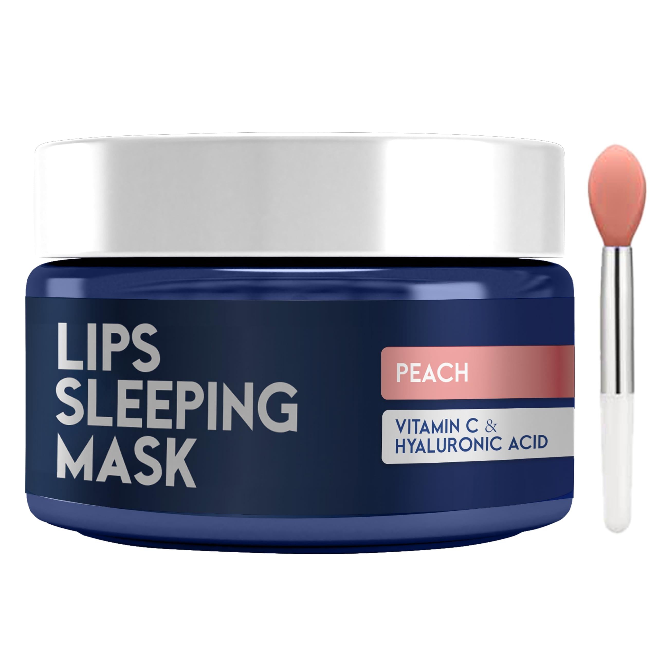 Lip Sleeping Mask with Hyaluronic Acid & Vitamin C   Nourish & Hydrate Dry Lips with Lip Balm   Overnight Lip Mask Moisturizer for Skin Care   Peach