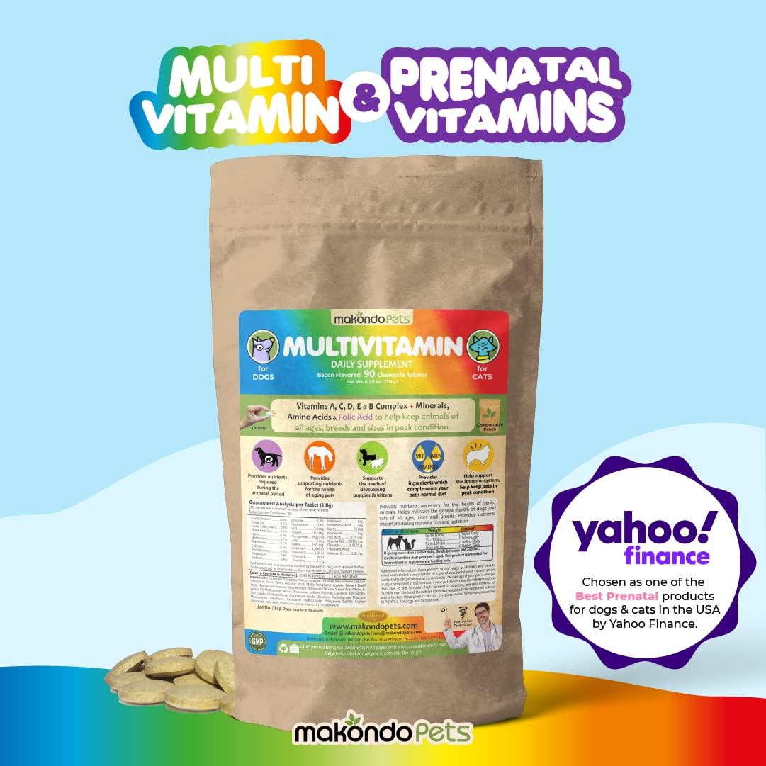 Prenatal Dog Vitamins - Multivitamin Chews for Pregnant, Nursing & Senior Dogs and Cats - Folic Acid, Minerals, Amino Acids