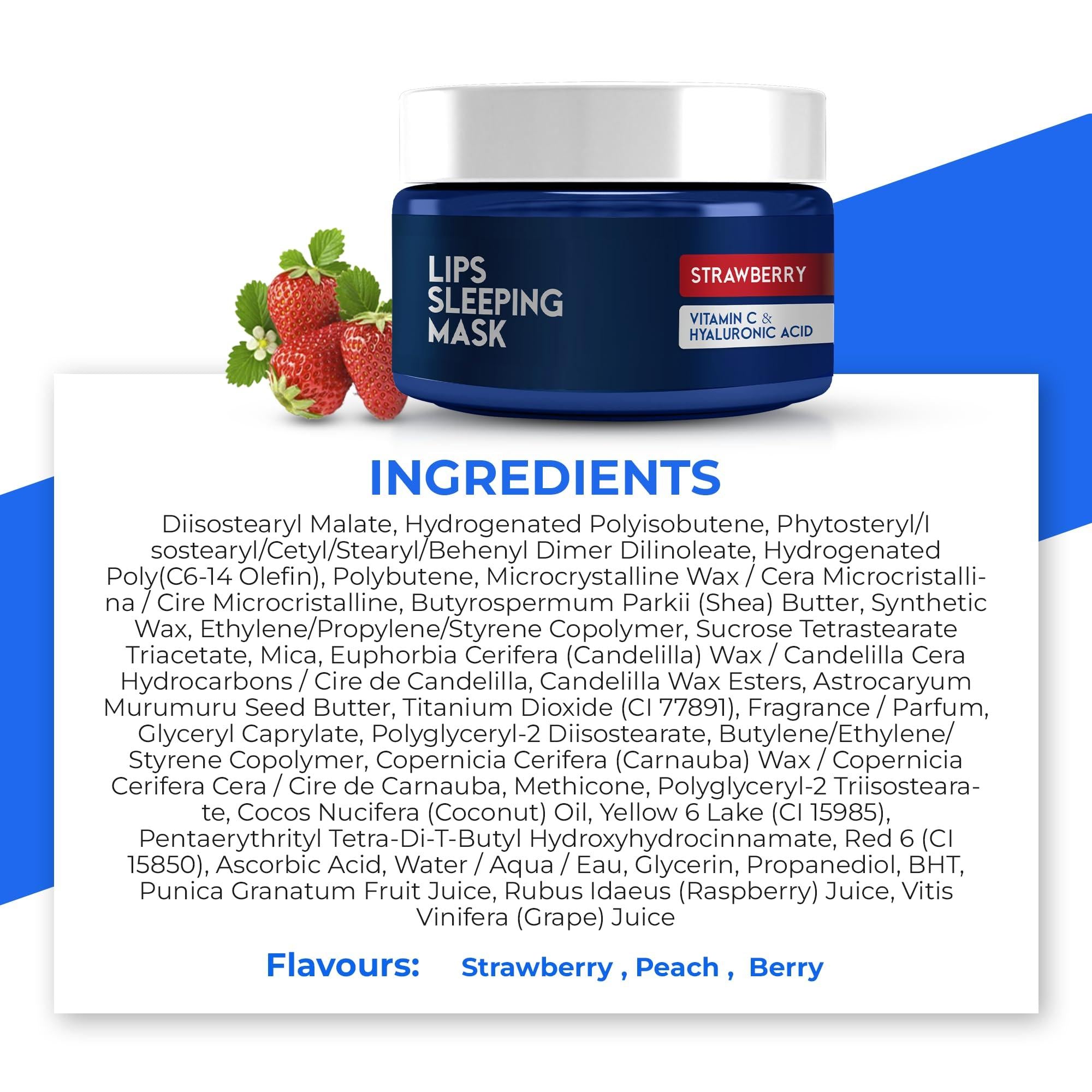 Strawberry Lip Sleeping Mask with Hyaluronic Acid & Vitamin C - Overnight Hydration & Repair