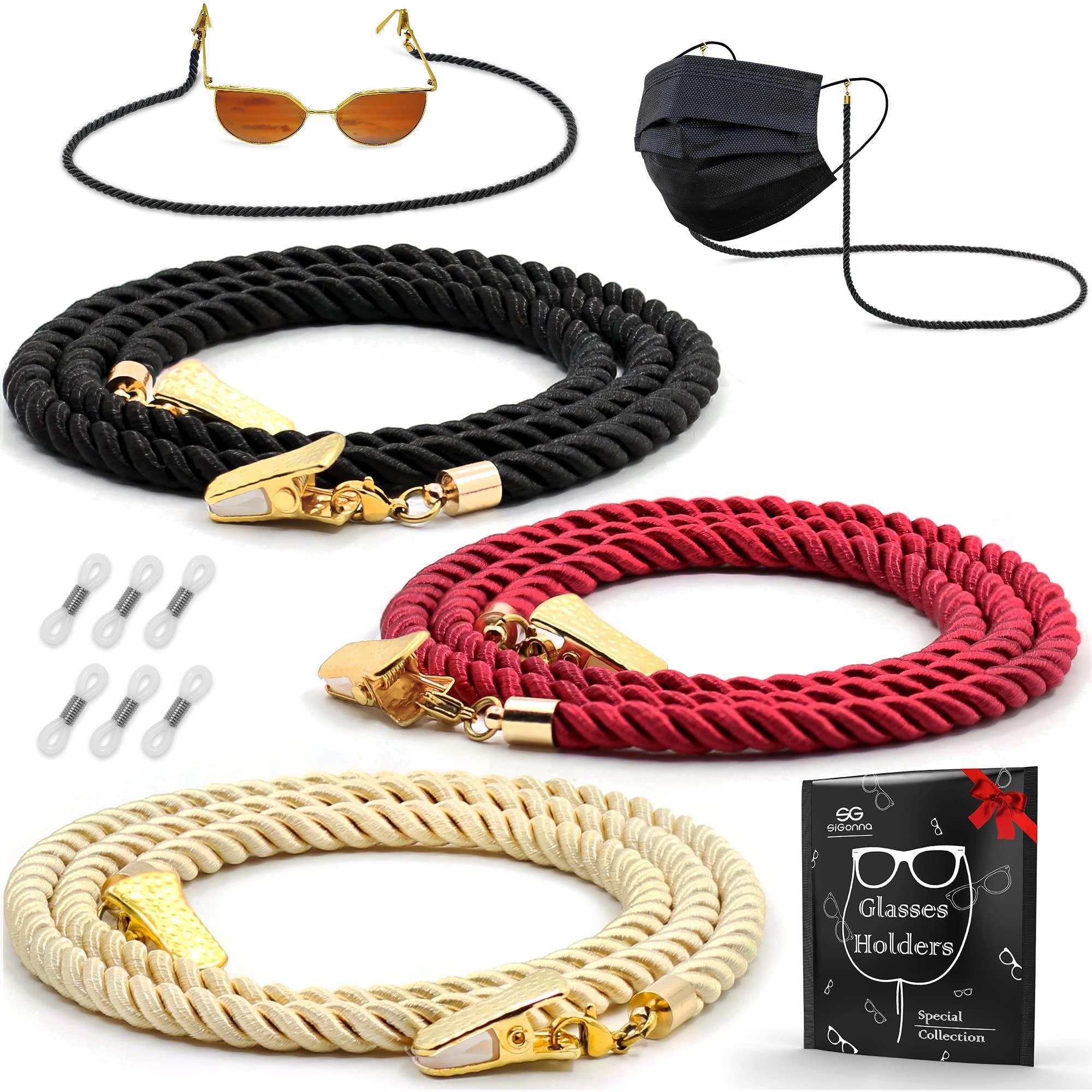 3 Pcs Terylene Eyeglasses Strap Holder Cord - Non-Slip Tips & Soft Eyewear Chains for Men & Women