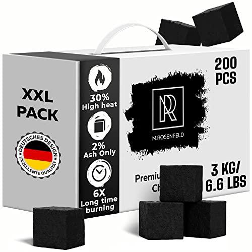 Premium Coconut Hookah Coals – 200 Count, 100% Natural, 25mm, Long-Lasting, Low Ash – Non Quick Light