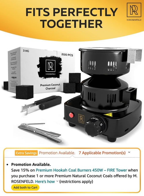 Premium Coconut Hookah Coals – 200 Count, 100% Natural, 25mm, Long-Lasting, Low Ash – Non Quick Light