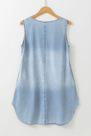 Wash Notched Sleeveless Mini Denim Dress