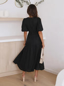 Tiered Surplice Half Sleeve Midi Dress