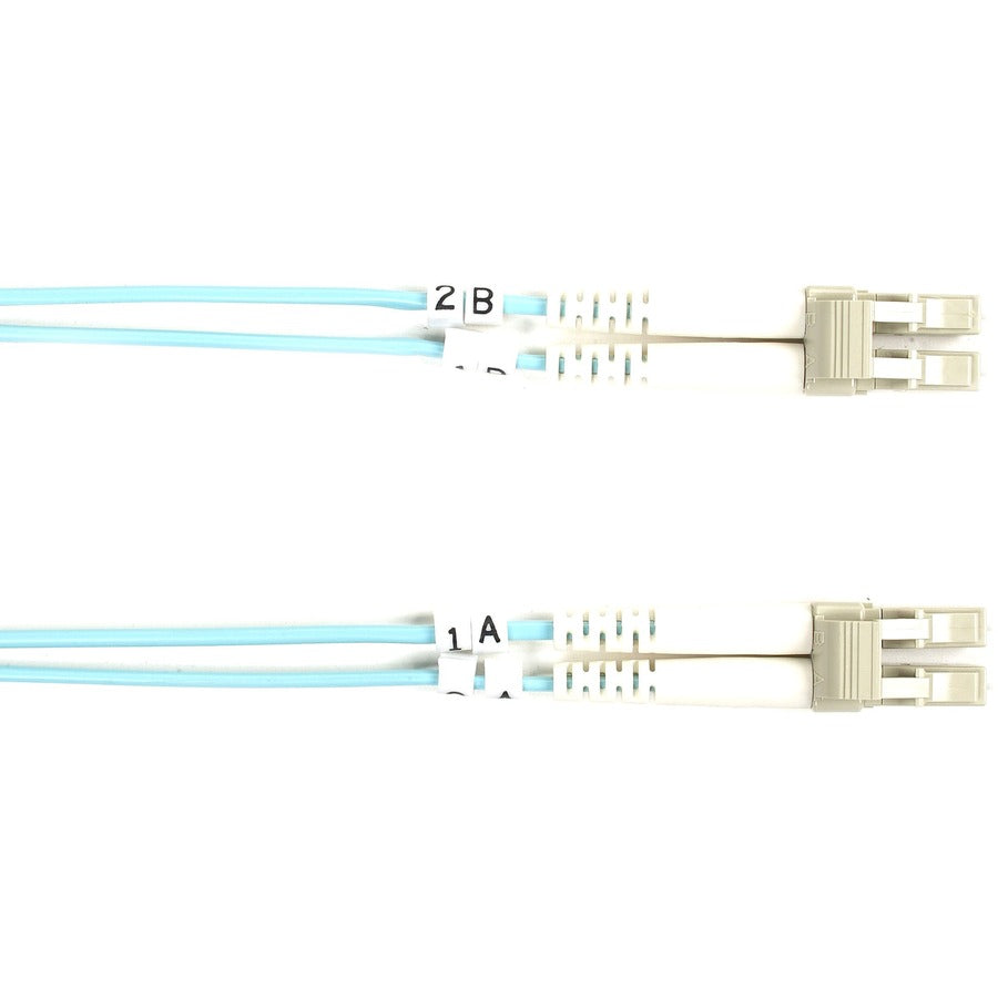 Black Box OM3 50/125 Fiber Optic Duplex Patch Cable, 10Gbase-SR, Riser Rated, Aqua Color
