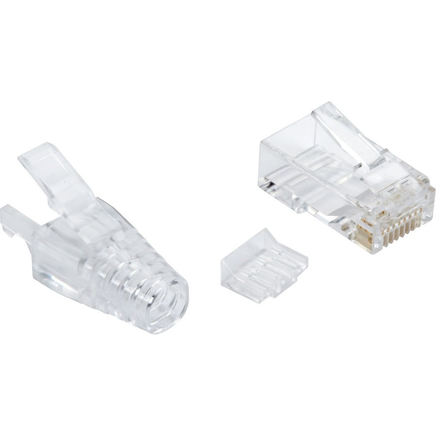 Black Box CAT6A RJ45 Unshielded Modular Connectors - 100-Pack with Snagless Strain Relief Boots