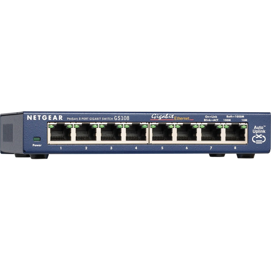 NETGEAR ProSAFE GS108 Gigabit Unmanaged Ethernet Switch with 8 Ports for Reliable Networking