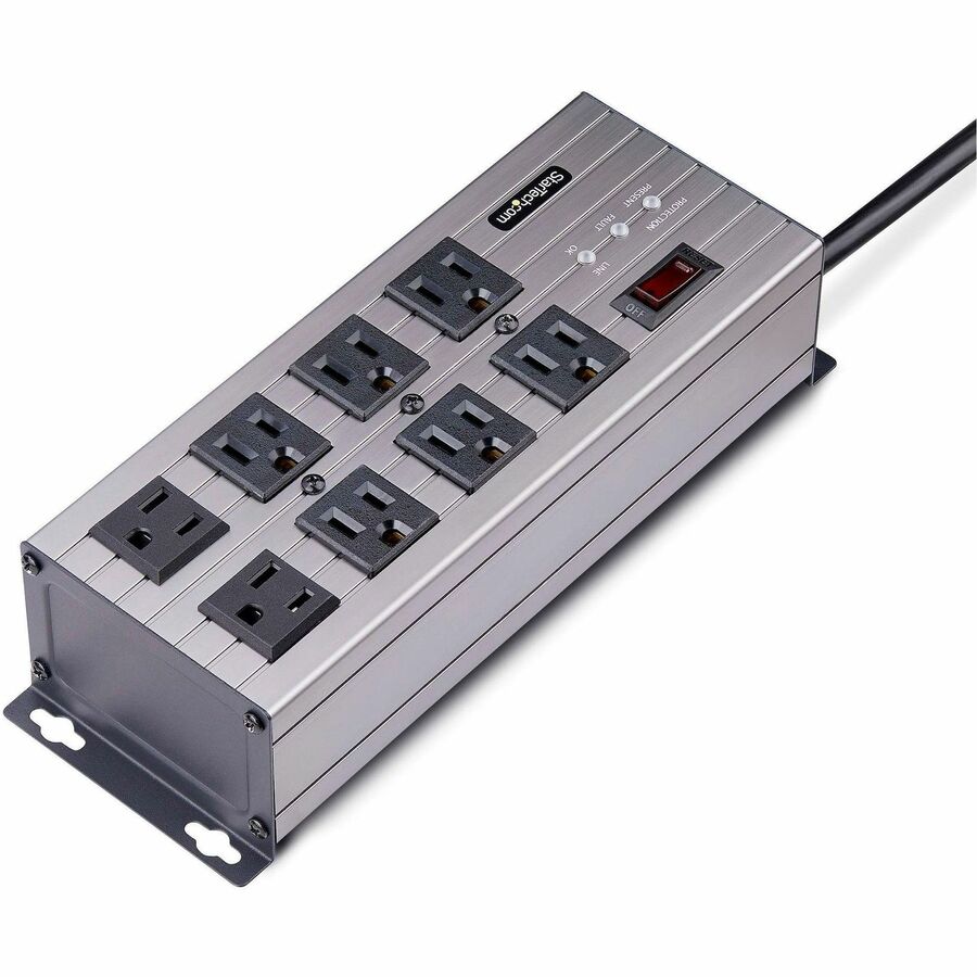 StarTech.com 8-Outlet Industrial Power Strip 125V/15A, EMI/RFI Isolation, Surge Protection, Mountable PDU, 12ft NEMA 5-15P Cord, UL Listed