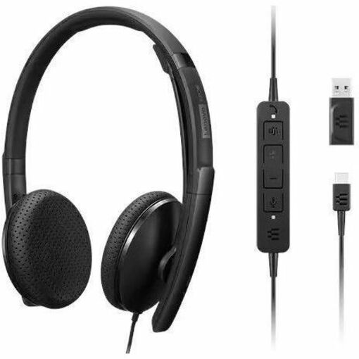 Lenovo Wired VoIP Headset - Noise Cancelling, USB-C, Stereo Sound, ActiveGard Technology for Teams