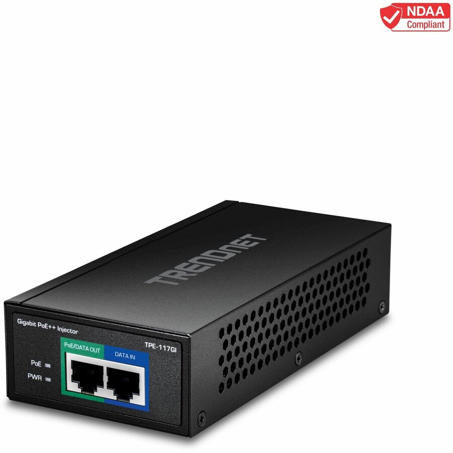 TRENDnet TPE-117GI Gigabit PoE++ Injector - 60W Power, 100m Range, Auto-Sensing, Plug & Play