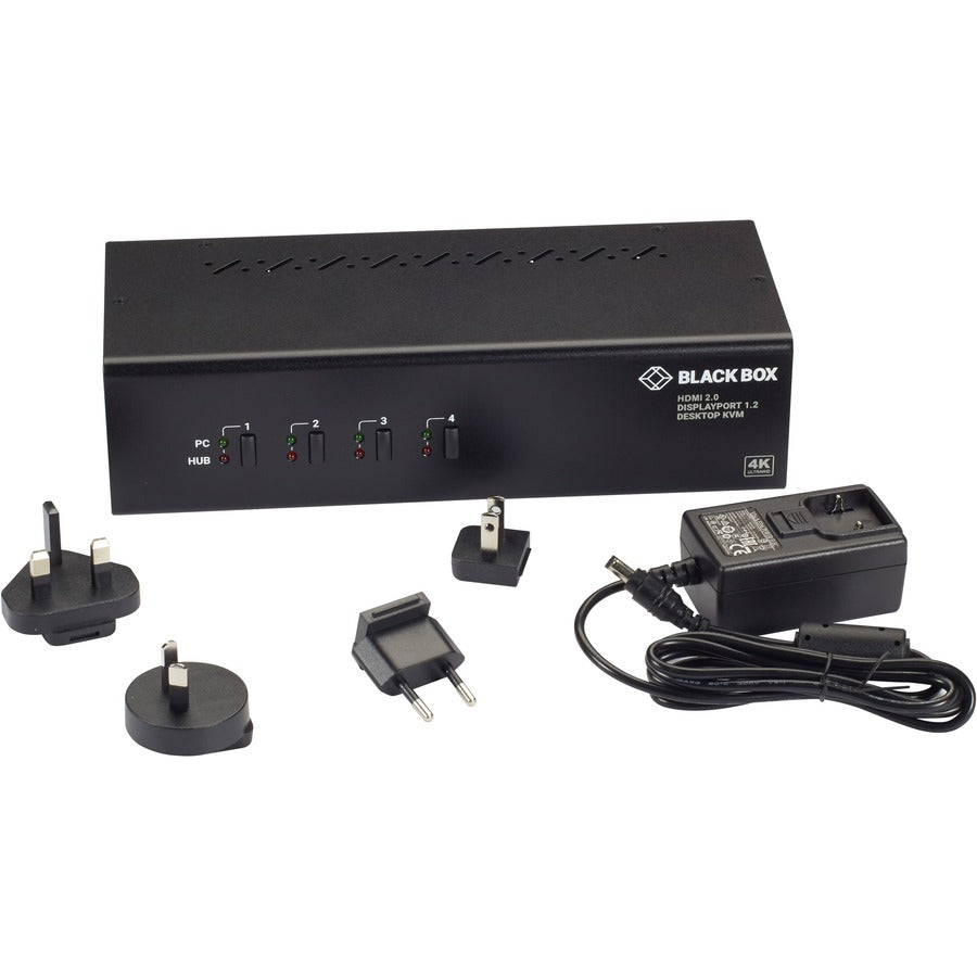 Black Box KV6224DPH 4K Dual Monitor KVM Switch with USB 3.0 Hub and Audio Support