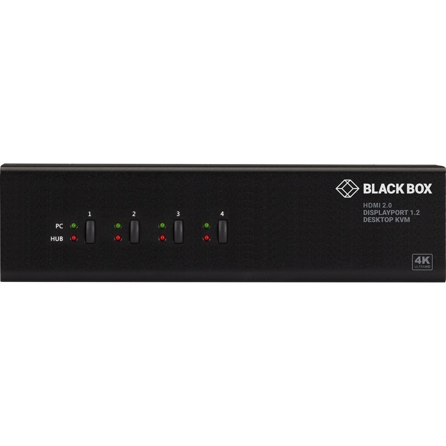 Black Box KV6224DPH 4K Dual Monitor KVM Switch with USB 3.0 Hub and Audio Support