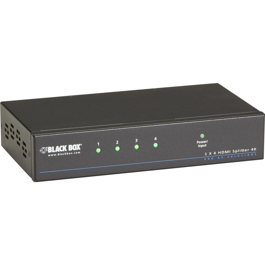 Black Box 4K HDMI Splitter 1x4 with EDID Copy, Supports HDCP and 3D for High-Definition Displays