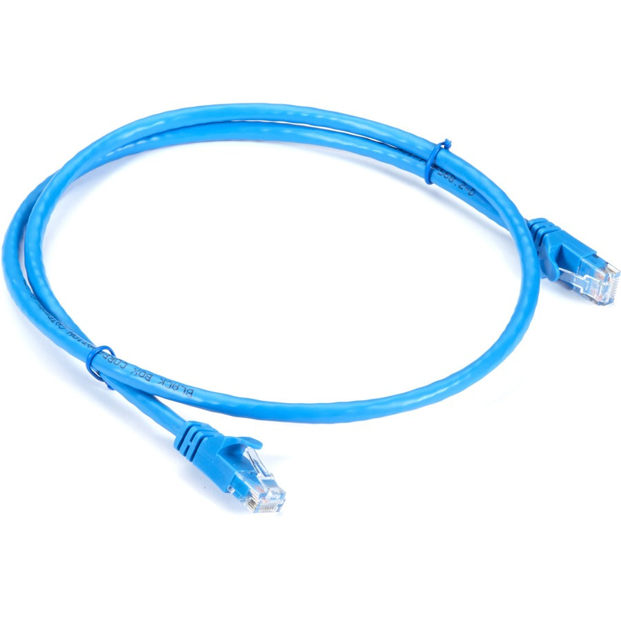 Black Box CAT6A 500-MHz STR Patch Cable Slim Molded Snagless Boot - UTP, CM PVC, Blue, 3FT
